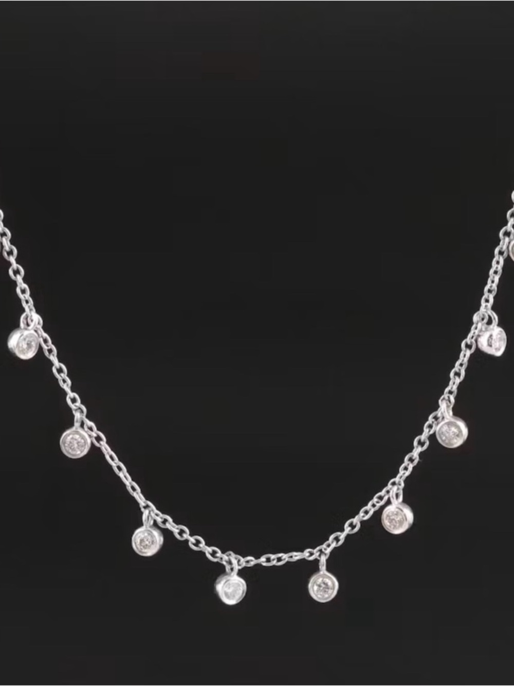 Estate 14K White Gold Diamond Dangle Charms Shaker Necklace